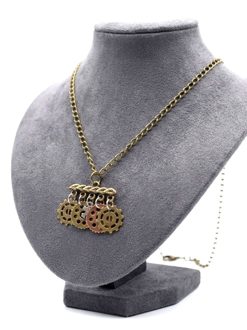 New Bronze Antique Handmade Gear & Leaf Steampunk Chocker Necklace
